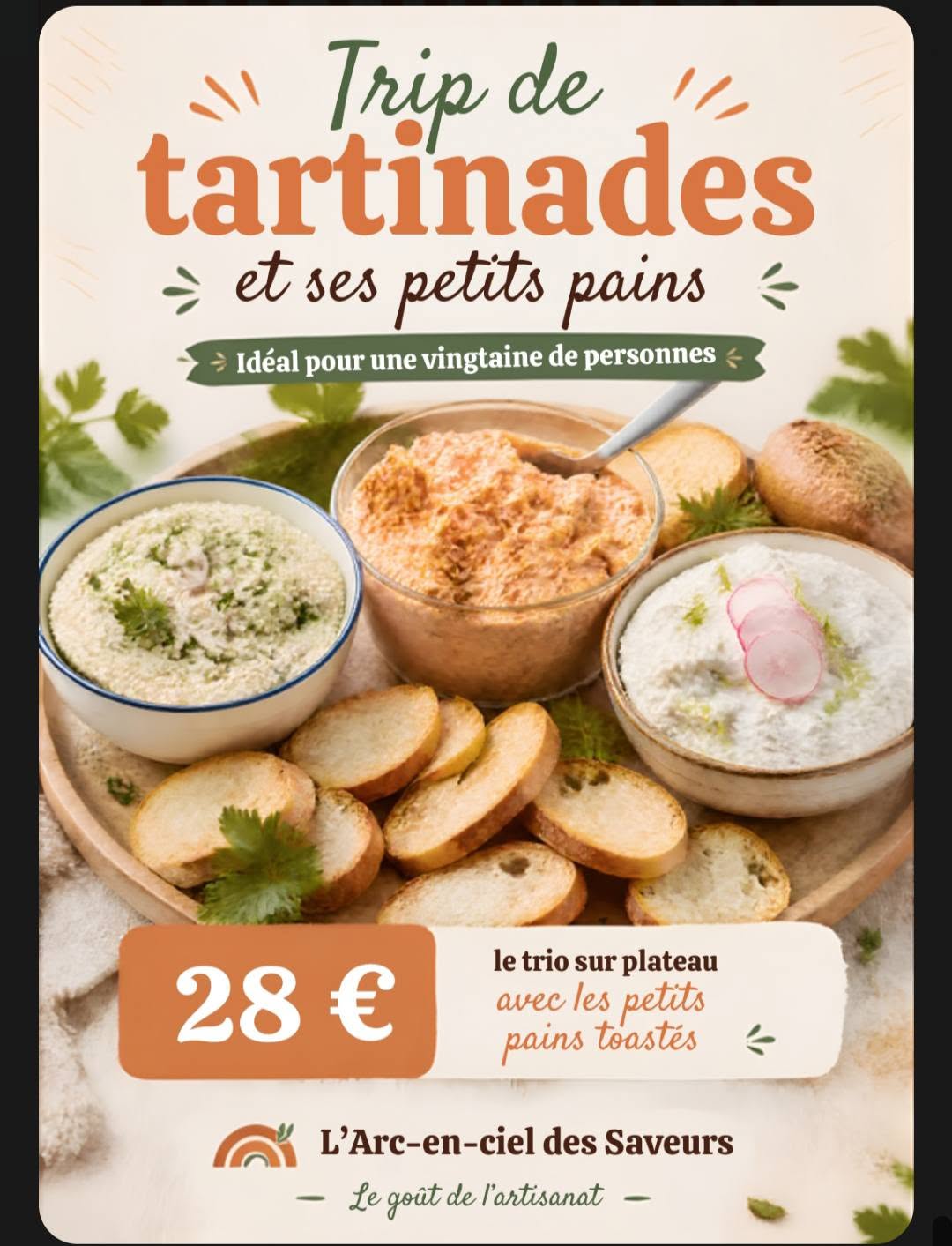 Trio de tartinades et petits pains